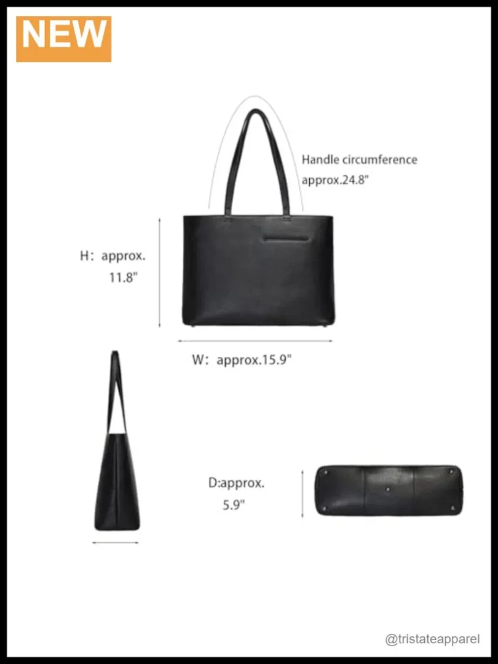 Top Grain Leather Tote Bag 15.6